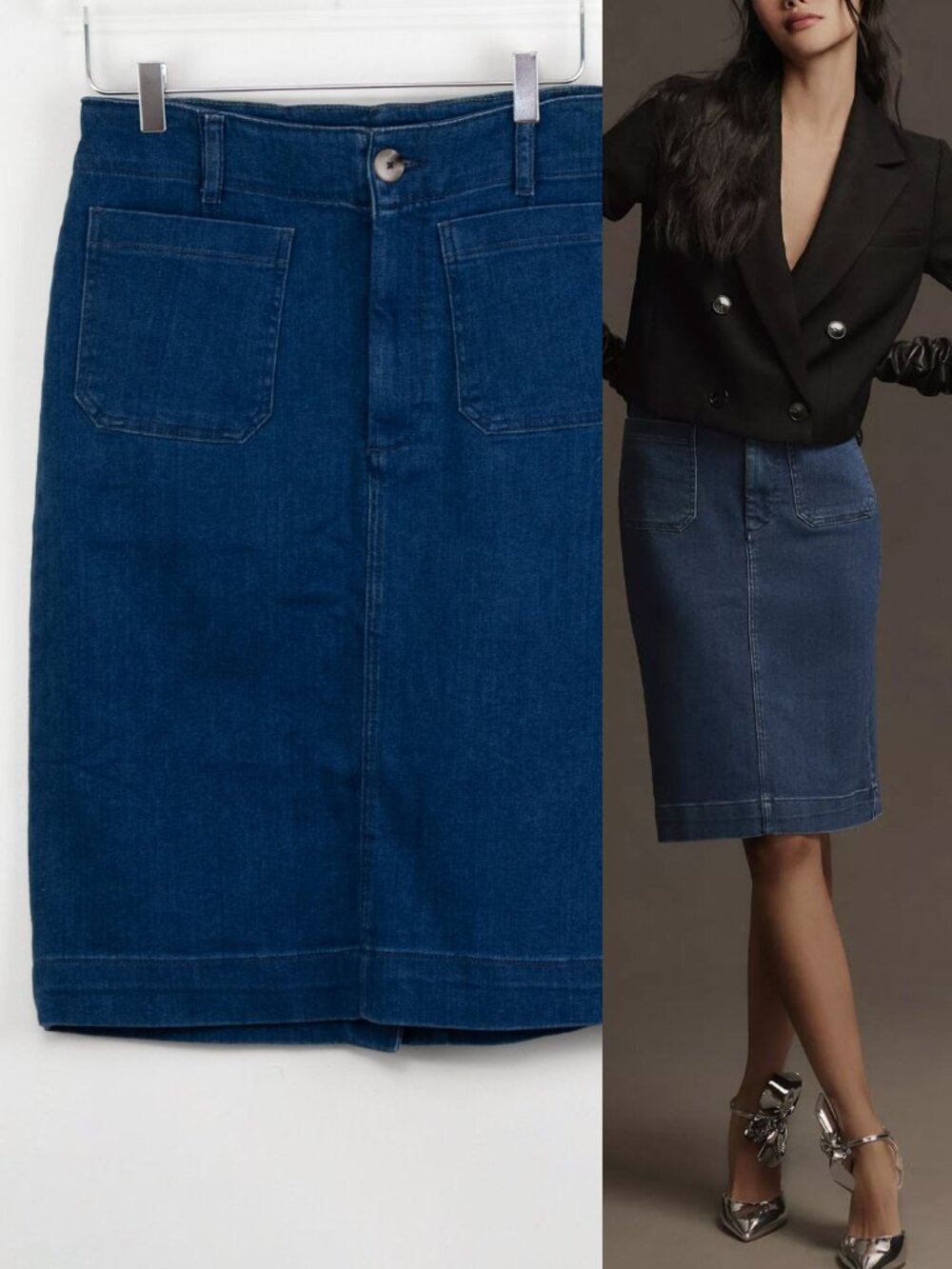 Anthropologie Maeve Colette Denim Midi Skirt Blue Size Medium New